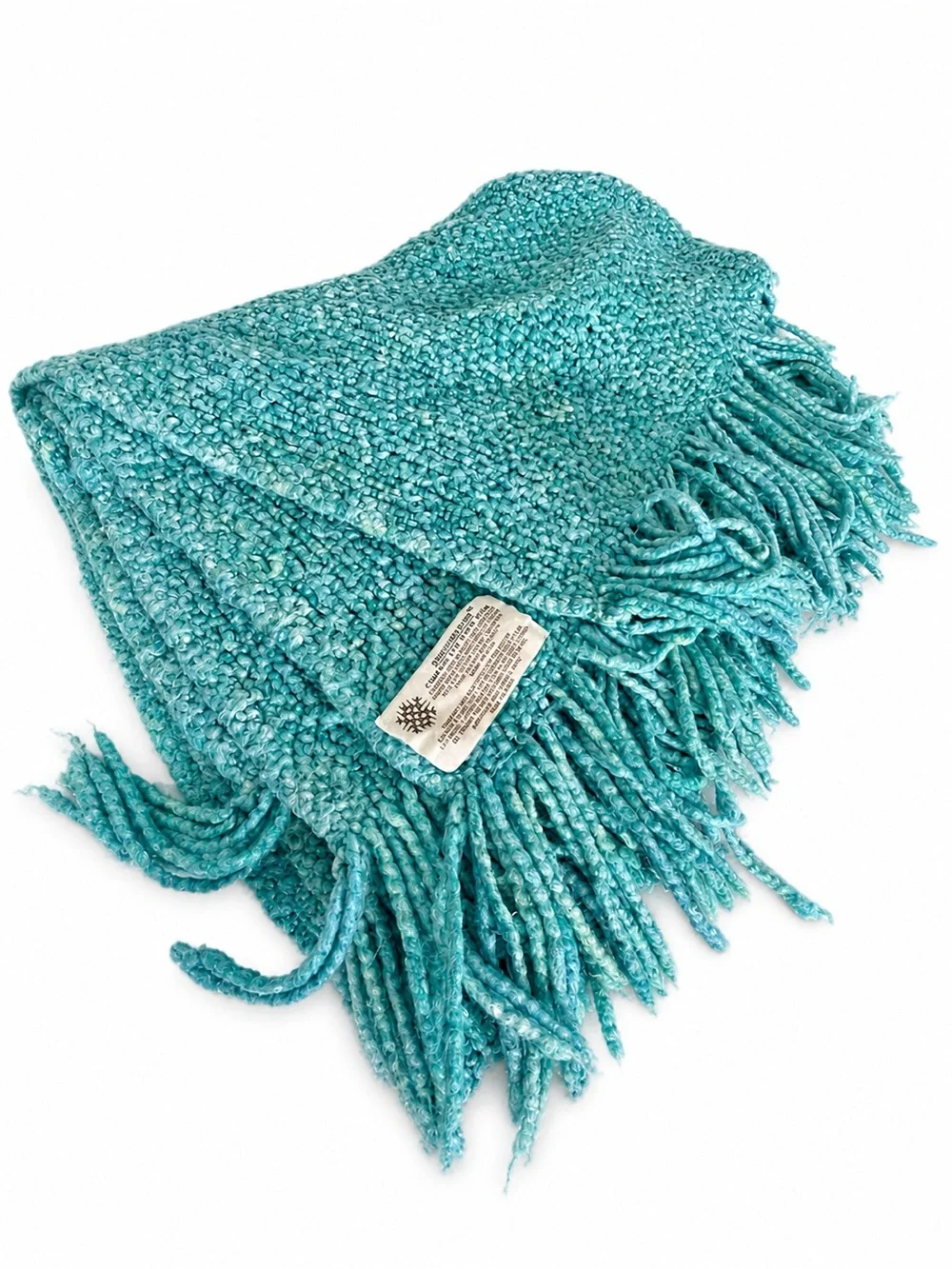 Kennebunk Home Campbell Aqua Seafoam Chenille Luxury Throw Blanket Fringe USA